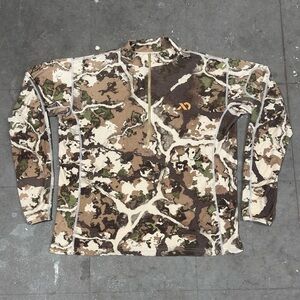 First Lite Men’s Camo 100% Merino Wool Large 1/4 Zip Base Layer Hunting Shirt